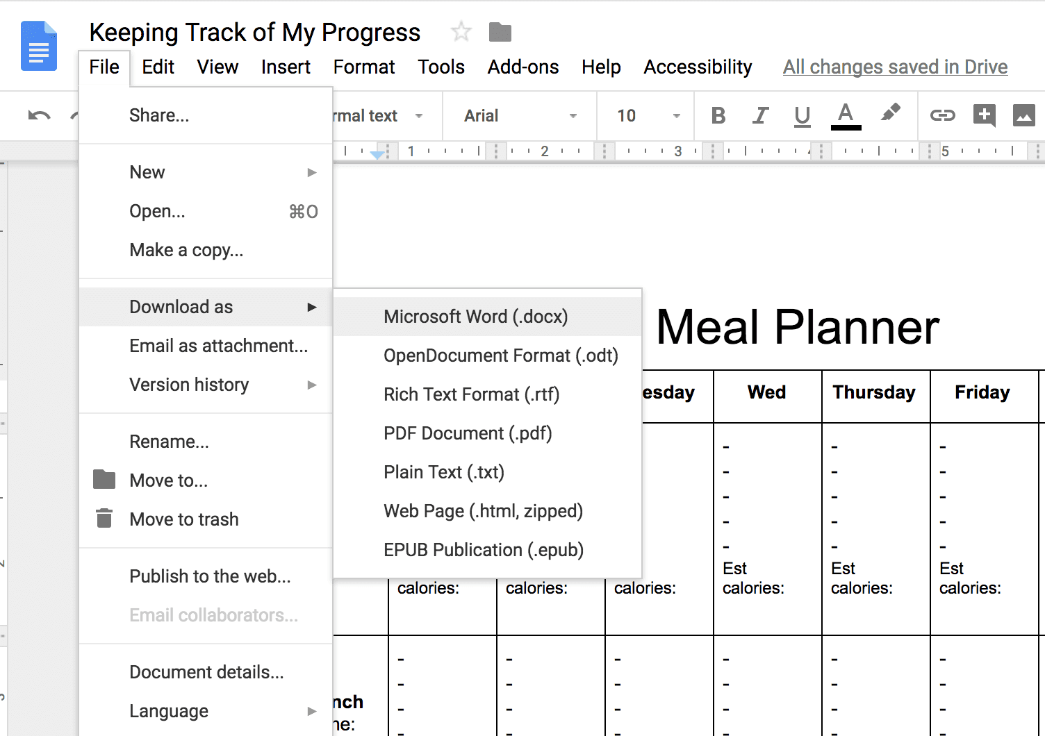 Calorie counting planner