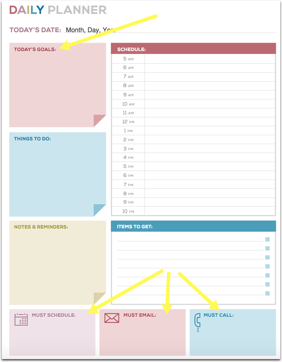 Daily Planner Template from howtonow.com
