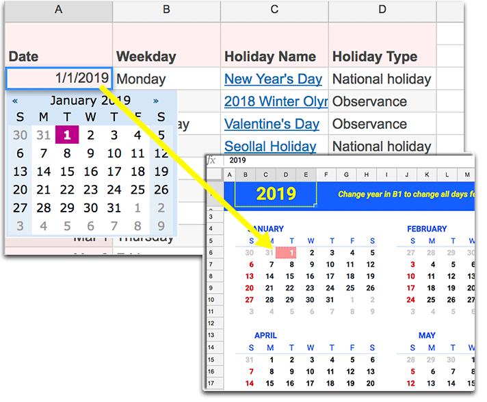 Update the "Holiday" tab manually