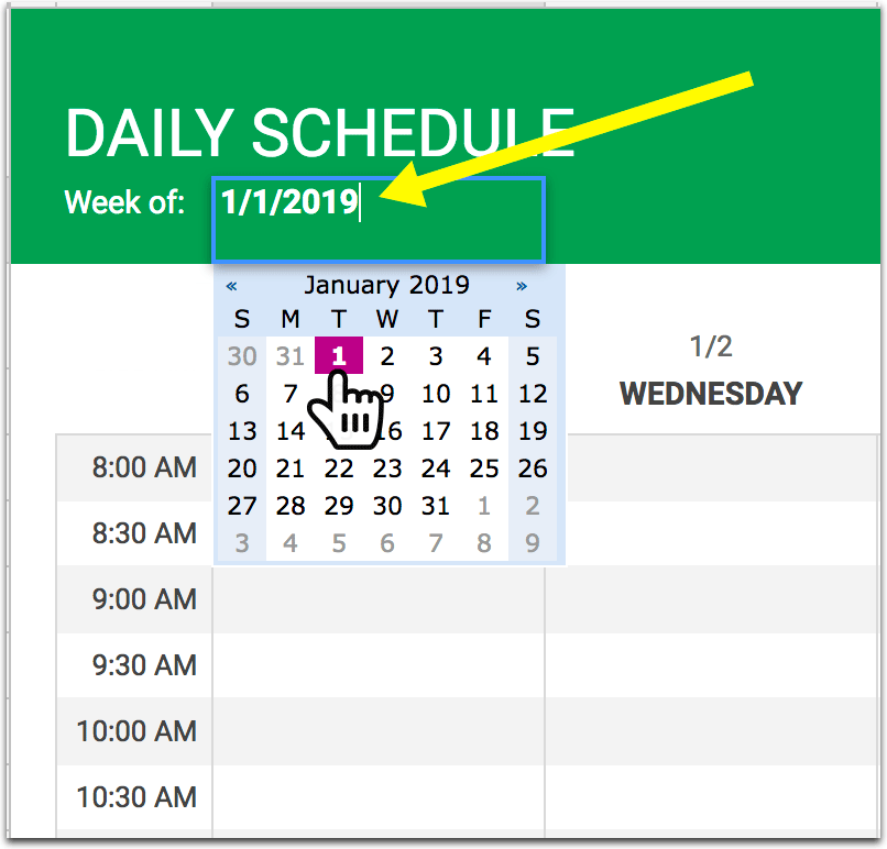 Change the starting date in your schedule