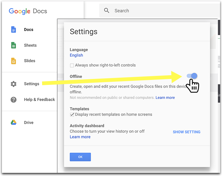 how to make google spreadsheet available offline