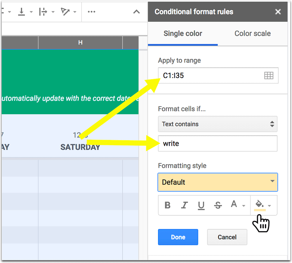 How to use conditional formatting in a Google Spreadsheet 
