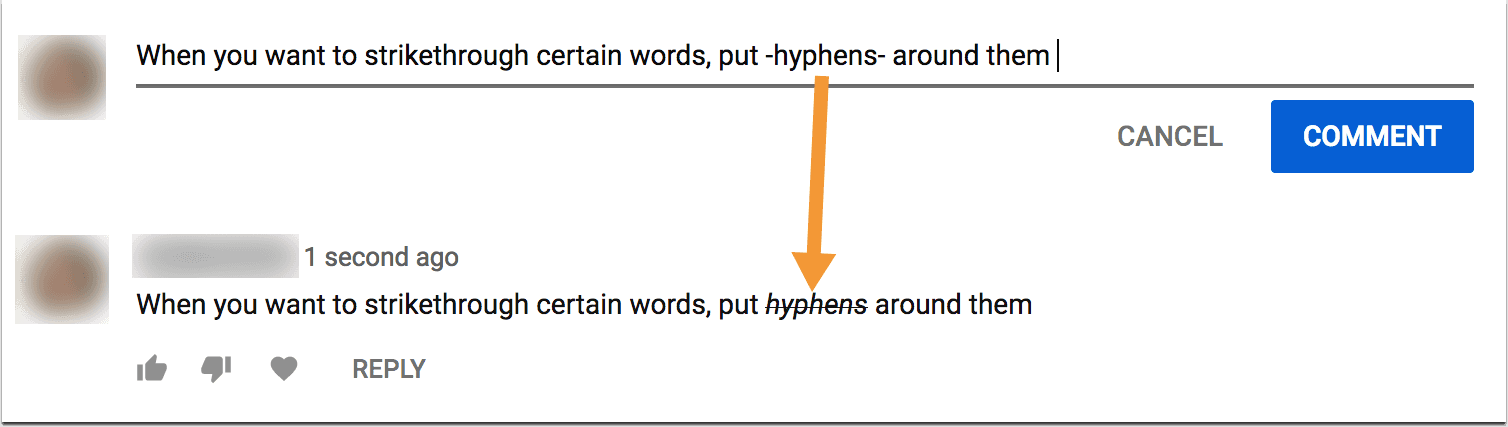 How to Strikethrough Text in Youtube Comments