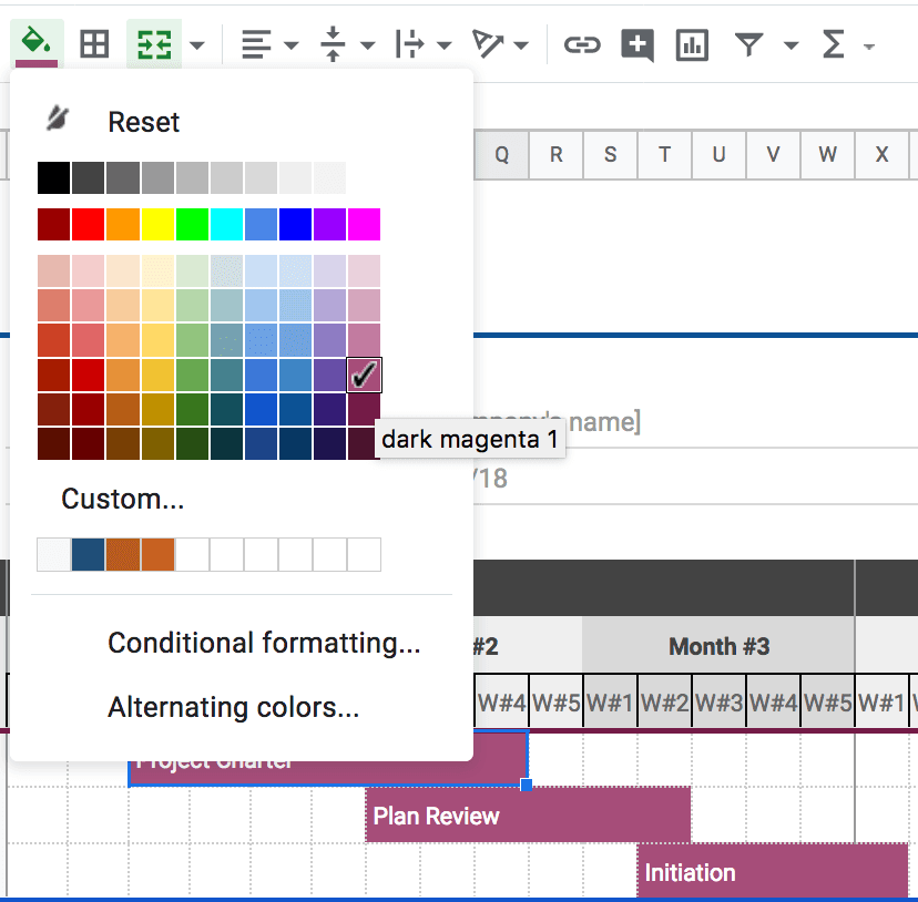 Fill cells in timeline