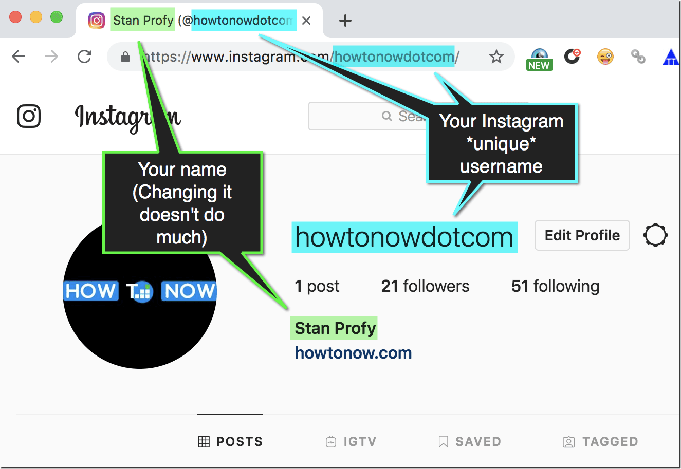 Instagram Username vs Instagram Name