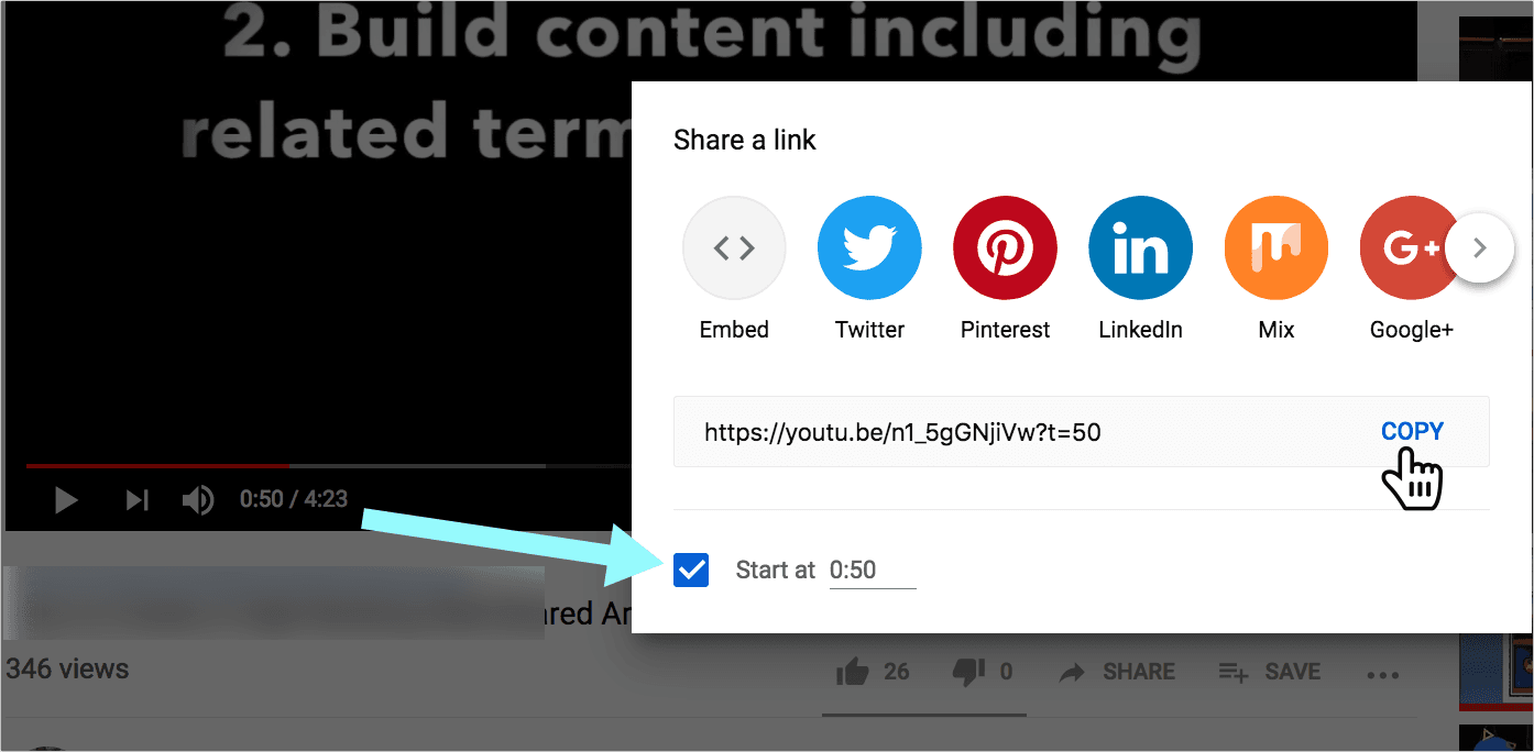 Link a YouTube Video at a Specific Time?