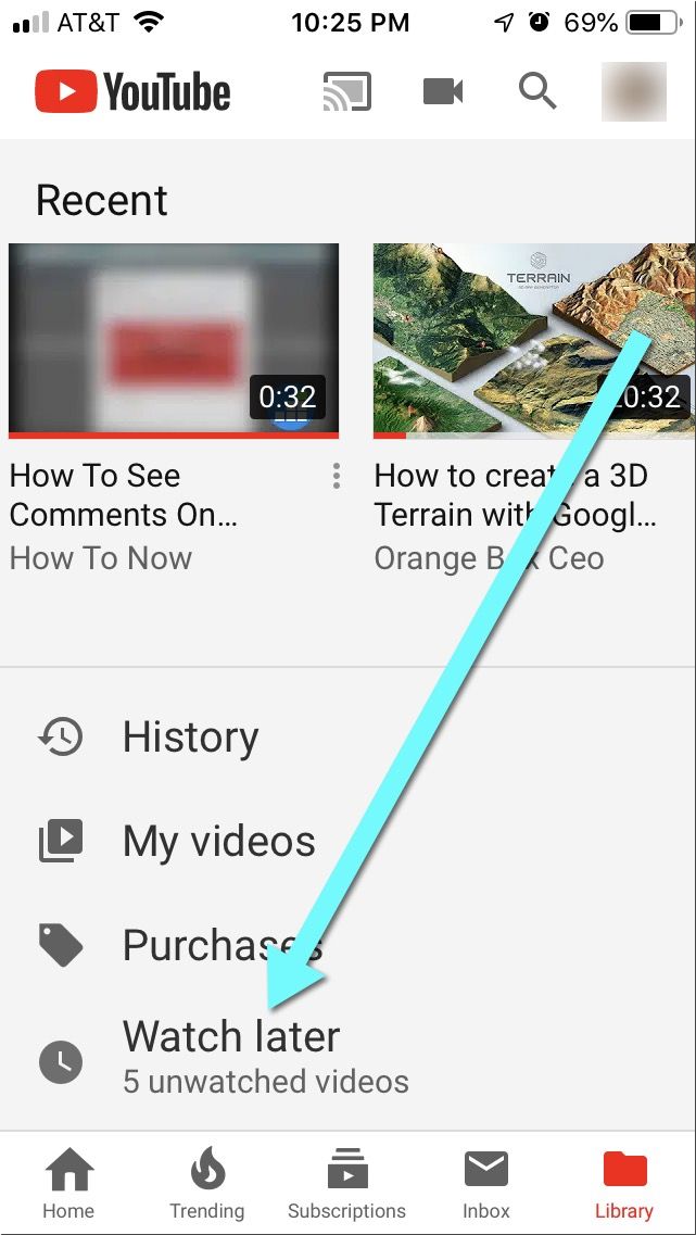 How to access watch later on Youtube mobile