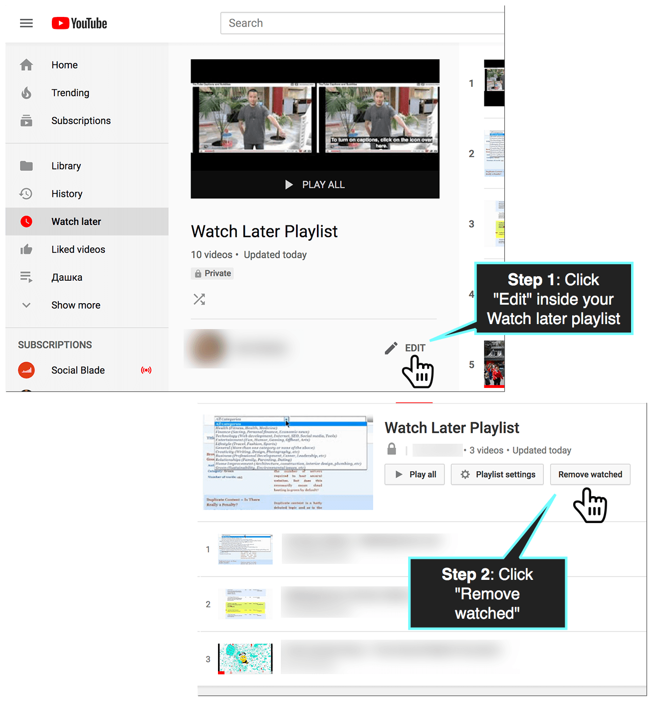 How to clear watch later on Youtube