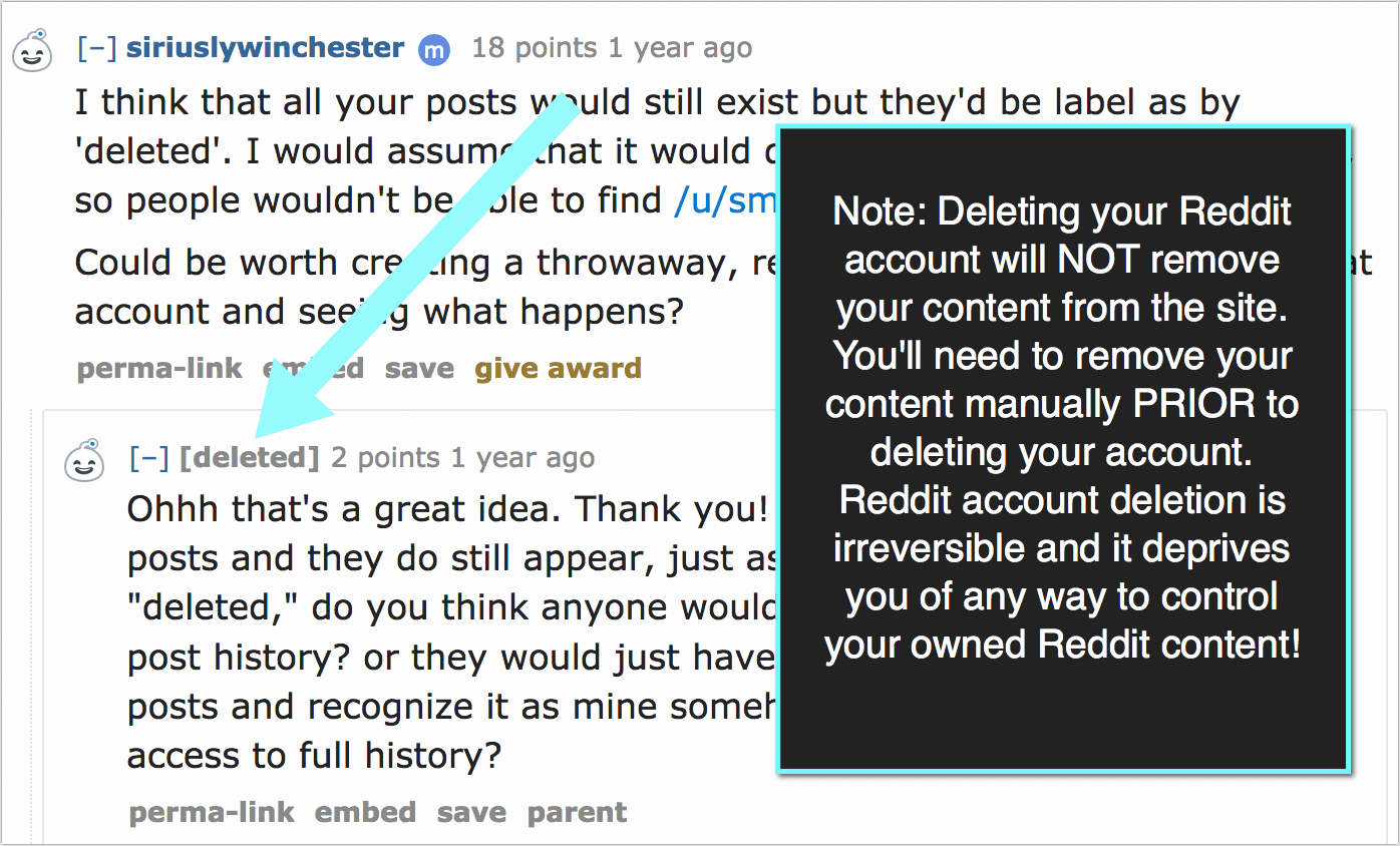 Deleted Reddit account comments and comment history