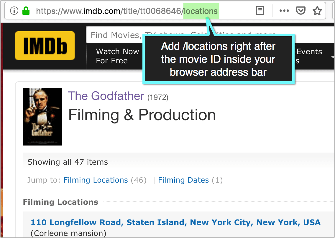 IMDB filming locations