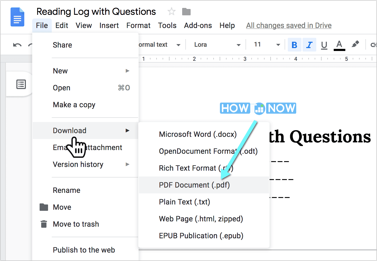 Reading Log with Questions (PDF)