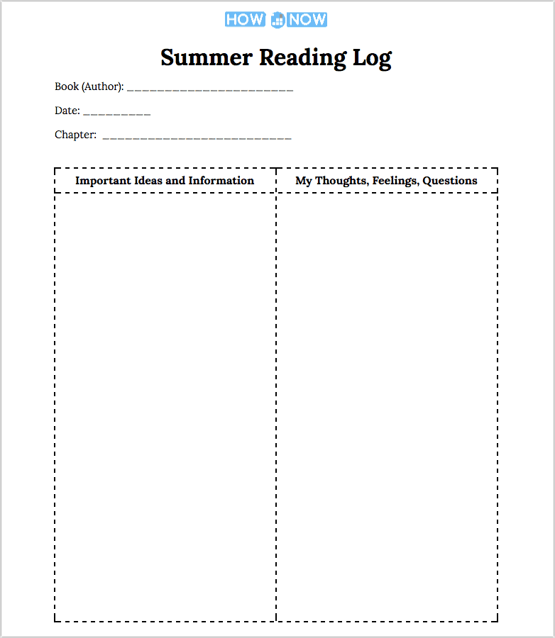 Summer reading log