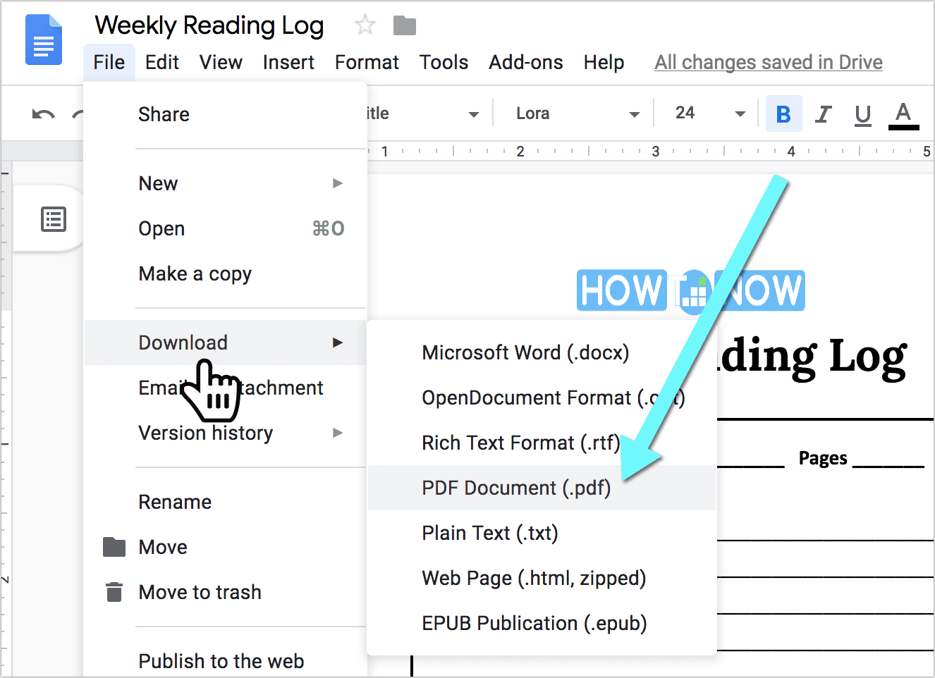 Weekly Reading Log (pdf)