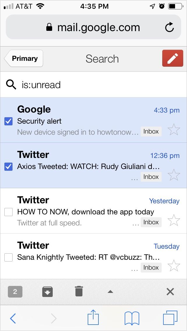 How to mark all as read in Gmail app