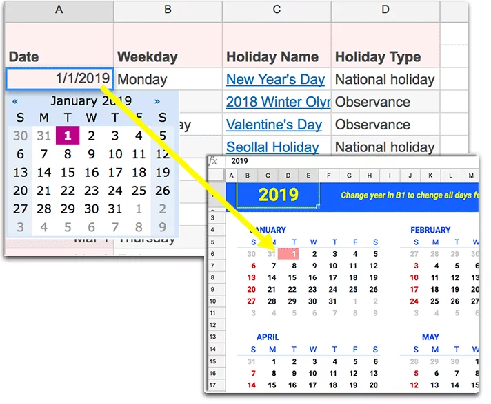 Update the "Holiday" tab manually