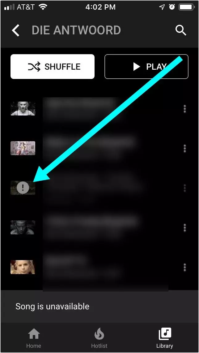 unavailable from Youtube Music app