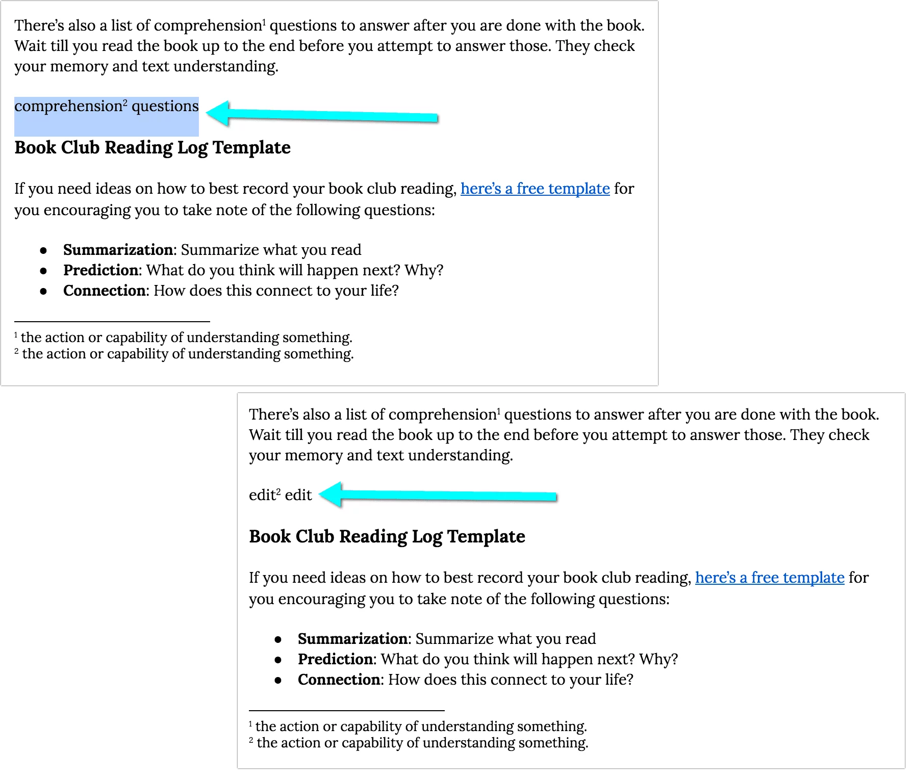 Copy and Paste Footnotes in Google Docs