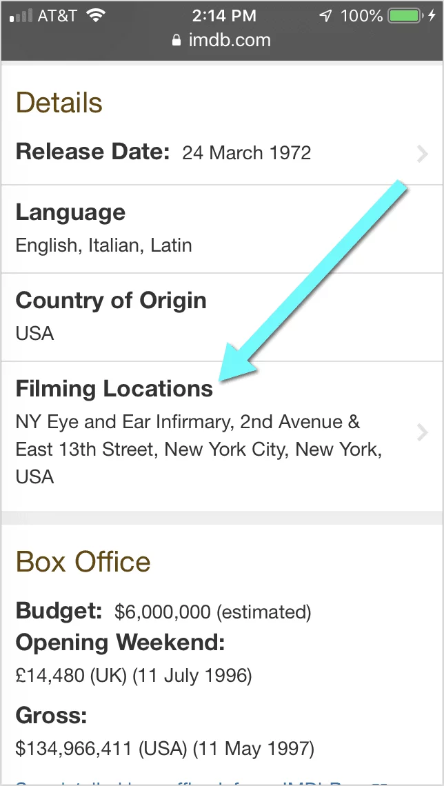 Filming Locations mobile imdb