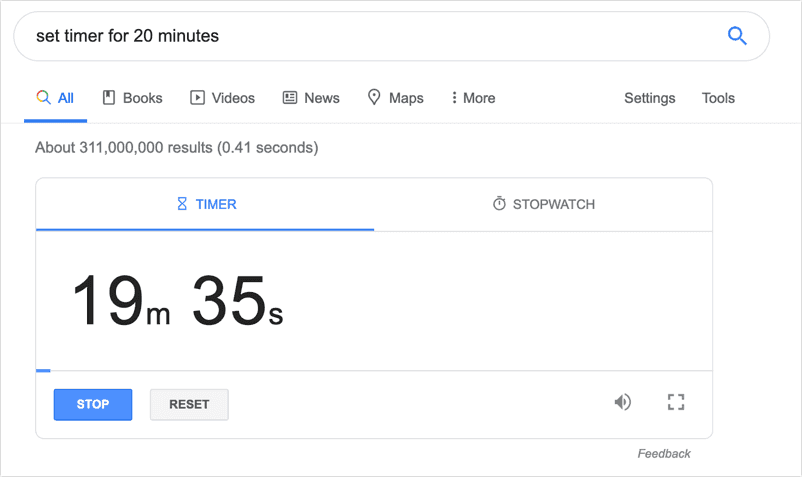 Use Google search as a reading timer