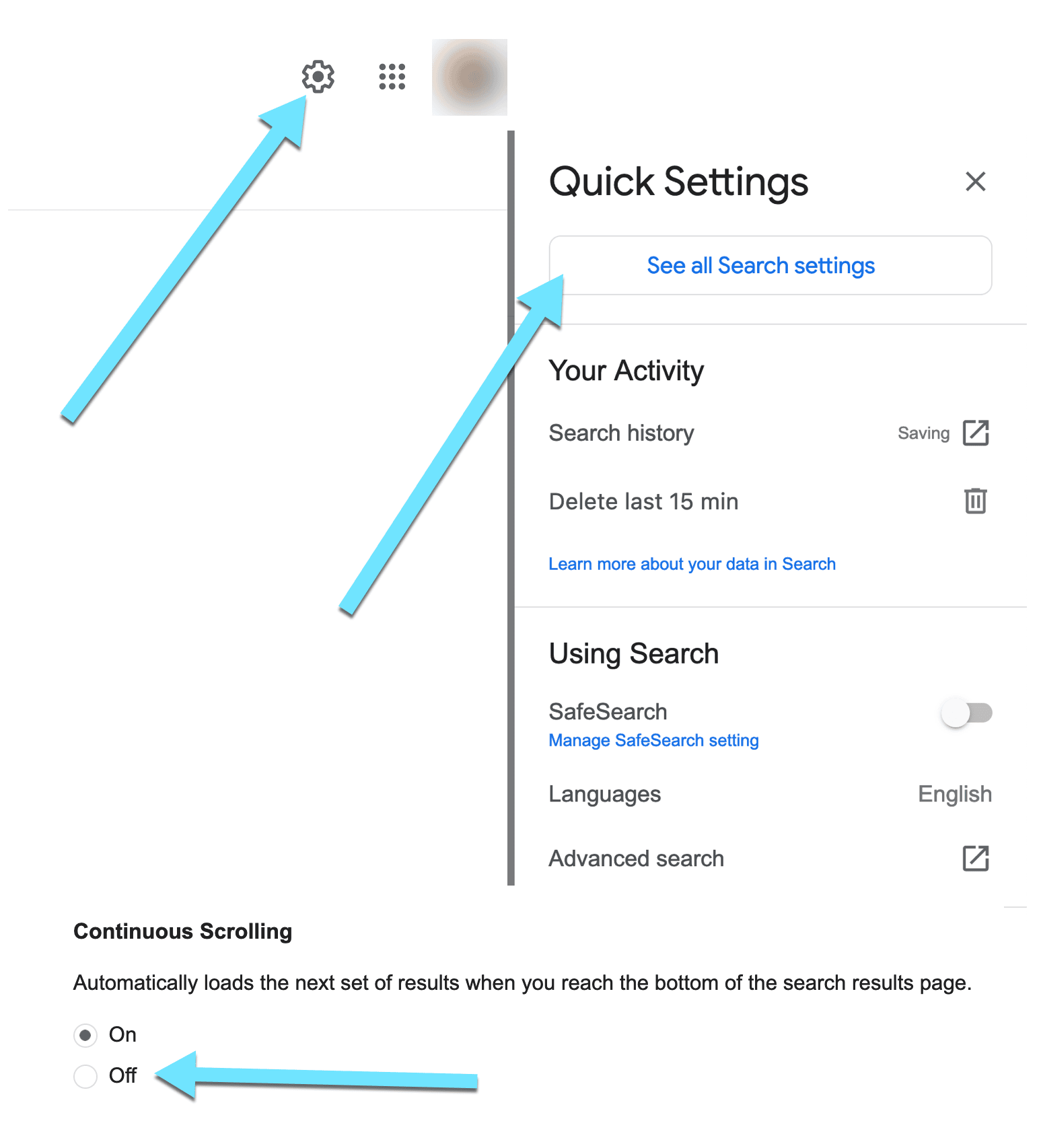 How to Turn off Google Infinite Scroll